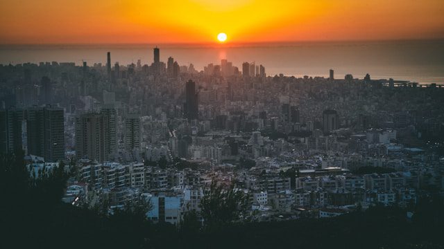 View from a traditional Lebanese veranda at sunset for the MBTI Lebanon Cultural Identity Quiz.